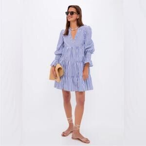 Tuckernuck Pomander Place Blue White Kenzo Dress Stripe Cotton Poplin Mini sz XL